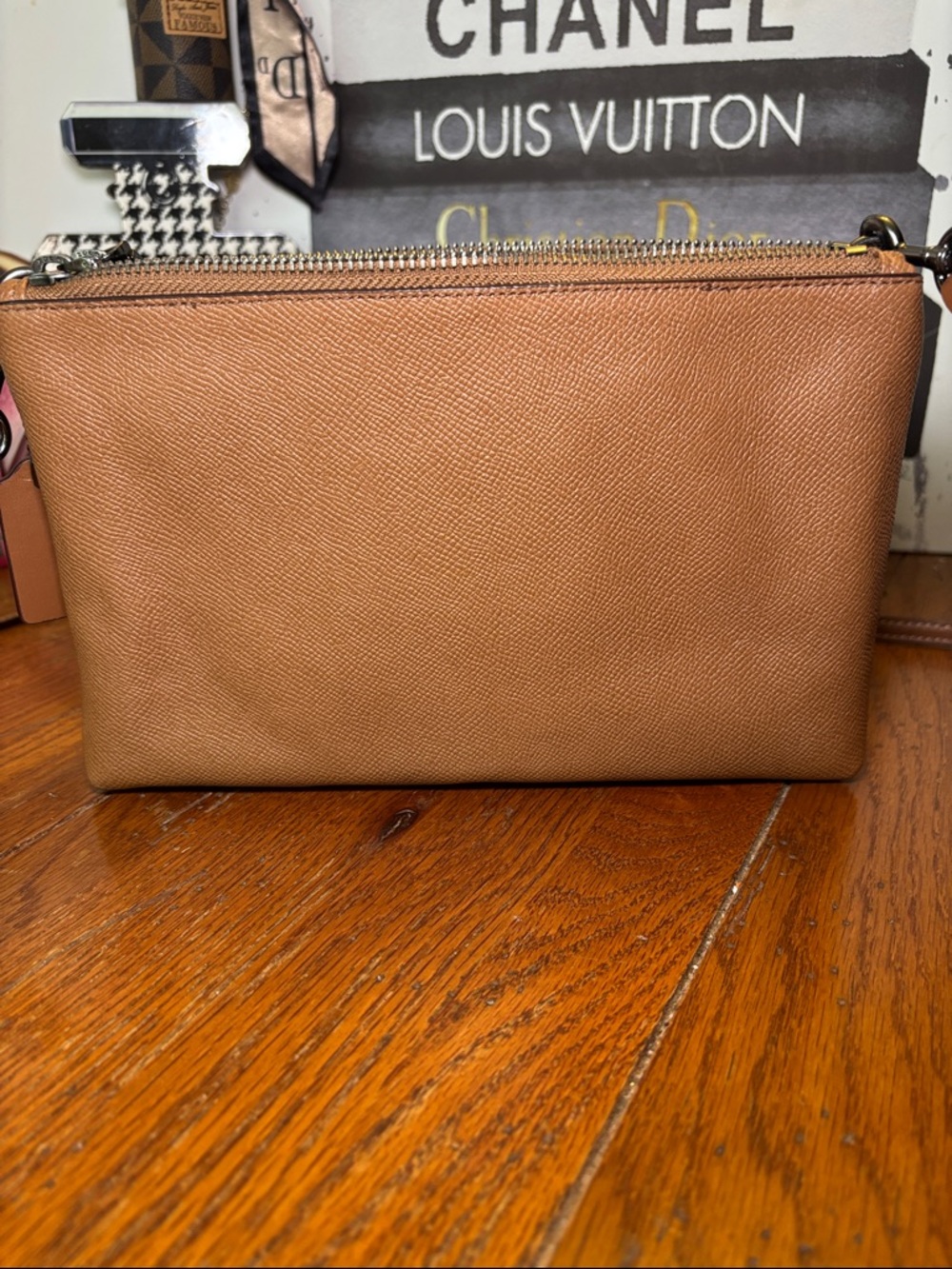 Coach x Keith Haring Zip Pouch Clutch Brown Pink Leather Canvas F11773 - Picture 3 of 11